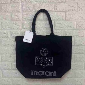 Isabel Marant Large Black Canvas Tote Studded Logo Shoulder Bag Shopper
